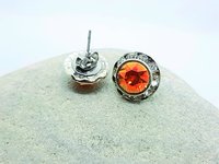 Copper Crystal Halo Stud Earrings | Stainless Steel Women Jewelry 