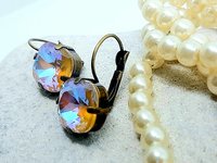 Capuccino Brown Crystal Earrings Set | Antique Bronze Earrings for Girls