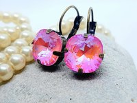 Hot Pink Dangle Earring Set in Antique Bronze Gift for New Mom