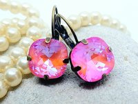 Hot Pink Dangle Earring Set in Antique Bronze Gift for New Mom