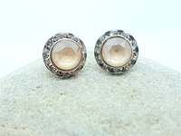 Beige Halo Stud Earring Set | Dainty Wedding Day Jewellery 