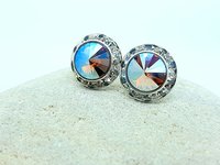 Shimmer Topaz Halo Post Earrings in Stainless Steel | Gift for Daughter