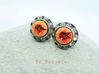 Crystal Copper Halo Post Earrings