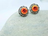 Copper Crystal Halo Stud Earrings | Stainless Steel Women Jewelry 