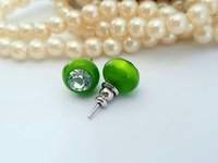 Fern Green Crystal Ball Earrings | Gift for Girls