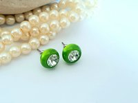 Fern Green Crystal Ball Earrings | Gift for Girls