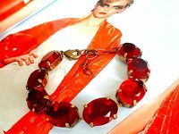 Ruby Oval Crystal Tennis Bracelet in Bronze | Christmas Gift