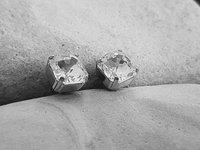 Crystal Clear Asscher Cut Stud Earrings in Silver