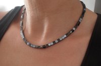 Natural Gemstone square Beads Necklace with Black Hematite Cubes Choker For Woman Minimalist Jewelry Gift for Everyday Wearing