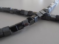 Natural Gemstone square Beads Necklace with Black Hematite Cubes Choker For Woman Minimalist Jewelry Gift for Everyday Wearing