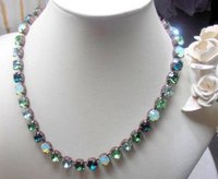 Chrysolite Opal Rhinestone Tennis Necklace | Wife Anniversary Gift