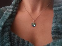 Dainty Crystal Heart Charm Necklace with Sterling Silver Chain, Medium Vitrail Pendant, Women Minimalist Jewelry, Valentine's Day Gift