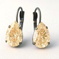 Champagne Crystal Teardrop Earrings: Bronze Leverback Boho Dangles