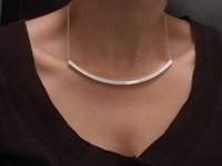 Metal Tube Bar Chain Necklace, Layering Silver Jewelry, Everyday Modern Pendant for Women, Birthday Gift for Girl