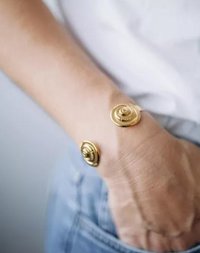 Bold Spiral Cuff Bracelet in Gold: Greek Inspired Adjustable Bangle Stainless steel