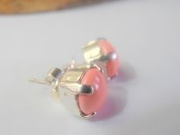 Shabby Pale Peach, 8mm, Crystal Studs, Perles, Silver Plated, Post Earrings