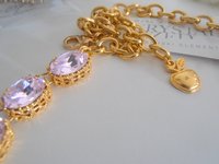 Lavender Purple Gold Choker Necklace with Oval Crystals 4120, Anna Wintour Georgian Riviere Collet, Art Deco Jewelry, Wife Birthday Gift