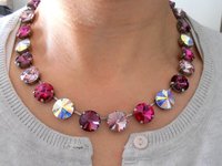 Anna Wintour Choker, Rivoli Crystal Necklace, Cup chain Collet, Amethyst Multicolors 14mm, Statement Jewelry, Wife Birthday gift