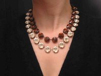 Brown Rivoli Crystal Collet Necklace, Anna Wintour Choker, Antique Copper Statement Jewelry, Tennis Cup chain 14mm, Birthday Gift