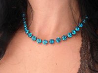 Teal Blue Crystal Graduate Tennis Necklace in Copper, Indicolite Cup chain Choker, Antique Jewelry for Girls, Mom Gifts