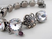 Aurora Borealis Rivoli Crystal Tennis Bracelet 12mm, Anna Wintour Style Jewelry, Embellishment , Antique silver