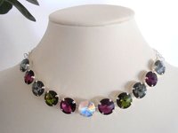 Anna Wintour Amethyst Olivine Rivoli Crystal Tennis Necklace Silver Choker Statement Party Jewelry Collet Cup chain Women's Birthday Gift