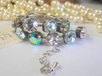 Green Multicolors Tennis Cupchain Bracelet / Crystal Chatons / Fashion Jewelry for her / 8mm Antique Silver Setting /