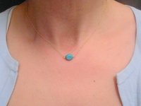 Everyday Minimalist Turquoise Necklace / Gold fill bean pendant / Charm jewelry for modern layering