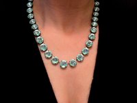 Chrysolite Crystal Necklace in Antique Bronze Anna Wintour Jewelry Rivoli Green Collet 12mm Tennis Choker Cup chain ByParisie