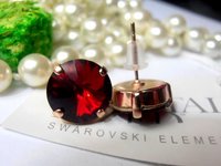 Siam Red Crystal Stud Earrings in Rose Gold / Rivoli Post 1122 / Fashion Jewelry / Gift for her