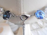 Montana Blue Crystal Necklace, Layering Silver Jewelry, 12mm Rivoli Crystal Choker, Multi-colors Tennis Cup-chain, Anna Wintour