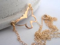 Gold Fill butterfly dainty Necklace • Minimalist Everyday jewelry • Delicate charm pendant for women • Gift for her