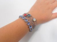 Tanzanite Blue Stretch Cuff Bracelet in Platinum Women Art Deco Jewelry Unique Birthday Gift for her