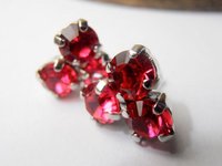 Indian Pink stud earrings, 6mm crystal, Platinum plated, Flower, prong setting, post earrings, costume jewelry