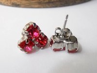 Indian Pink stud earrings, 6mm crystal, Platinum plated, Flower, prong setting, post earrings, costume jewelry