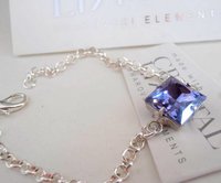 Tanzanite Blue Crystal Fancy Chain Bracelet 12mm / Bridesmaids Jewelry, Princess Square Cut, Wife Birthday gift