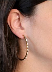 Gold Rhinestone Hoop Earrings | Stainless Steel Bridal Hoops