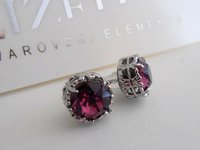 Purple Amethyst Crystal Stud Earrings, Platinum Filigree Pierced Post, Art Deco Jewelry, Girl Christmas Gift