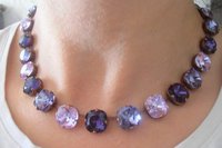 Purple Copper Cushion Cut Crystal Necklace,Tennis Cup chain 4470, Anna Wintour, Antique Jewelry