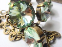 Chrysolite Green Rivoli Tennis Choker Necklace, Anna Wintour, Christmas gift, Bronze Jewelry