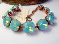 Pacific Opal Copper Cushion cut Bracelet 4470 / Antique Copper jewelry / Tennis Cup chain / christmas gift