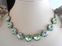 Chrysolite Green Rivoli Tennis Choker Necklace, Anna Wintour, Christmas gift, Bronze Jewelry