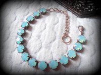 Pacific Opal Copper Bracelet / Antique Jewery / Silk Crystal Chatons SS39 / Tennis Cup chain / Gift for her