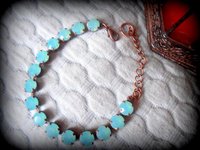 Pacific Opal Copper Bracelet / Antique Jewery / Silk Crystal Chatons SS39 / Tennis Cup chain / Gift for her