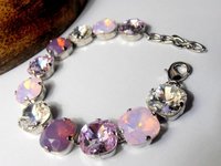 Purple Cushion Cut Bracelet / Crystal Cupchain 12mm 4470 / Tennis Bracelet / Rose/Cyclamen Opal Multicolors / Gift for her / Fashion