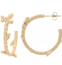 Leaf Hoop Earrings in Gold Stainless Steel Jewelry (35mm)
