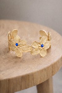 Bold Floral Cuff Bracelet in Gold Plated | Waterproof Botanical Jewelry
