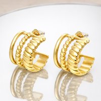Stainless Steel Double Hoop Earrings in Gold | Modern Jewelry