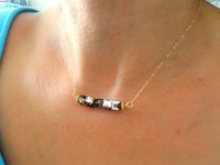 Minimalist Meridian Blue Cube Crystals 14/20Kt Gold Filled Pendant Charm Necklace for modern layering or minimalist wear