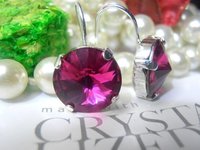 Fuchsia Pink Crystal Dangle Earrings | Birthday Gift for Mom